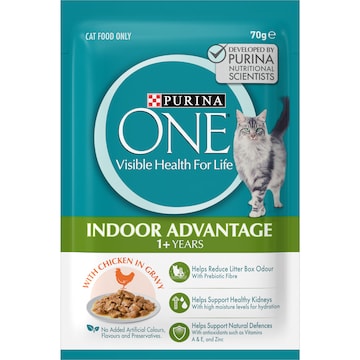 Purina One Adult Indoor With Chicken In Gravy Wet Cat Food 70g