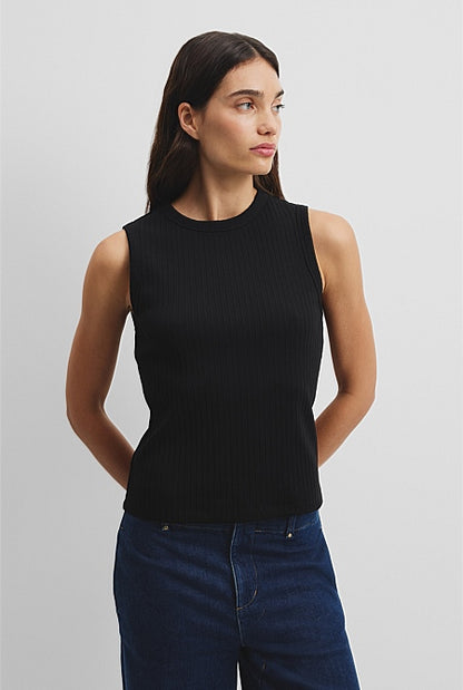Australian Cotton Blend Fitted Rib Tank