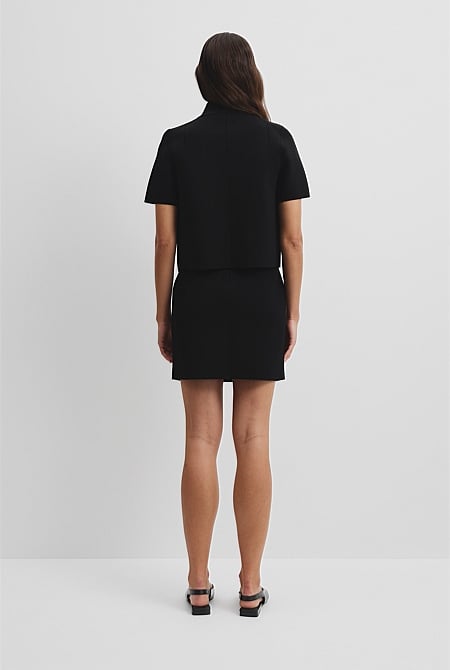 Short Sleeve Compact Zip Knit