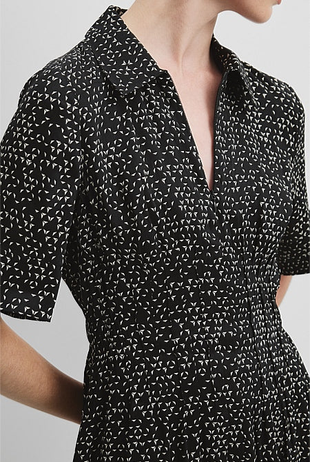 Geometric Print Shirt Dress