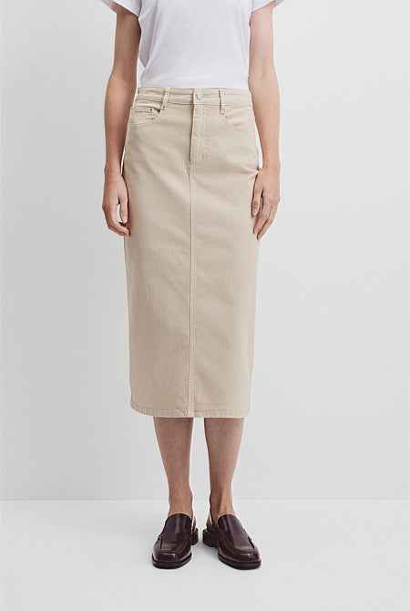 Recycled Cotton Denim Midi Skirt