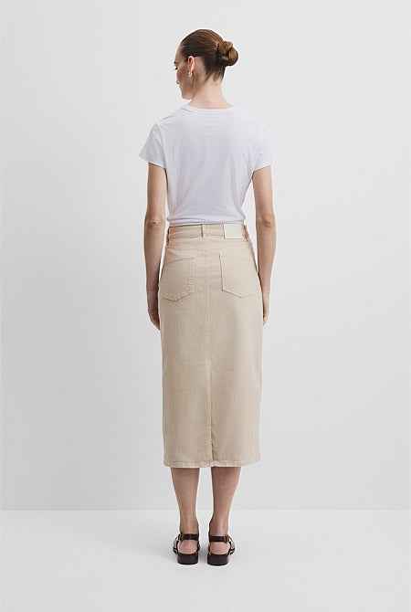 Recycled Cotton Denim Midi Skirt