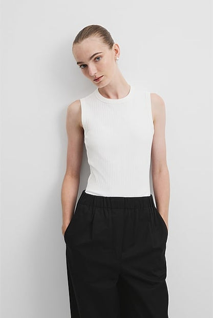 Australian Cotton Blend Fitted Rib Tank