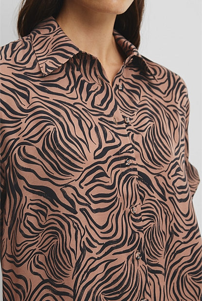 Print Short Sleeve Cupro Shirt