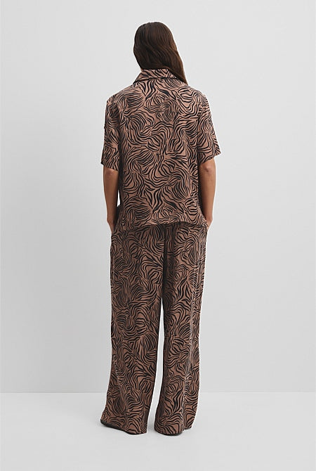 Print Short Sleeve Cupro Shirt