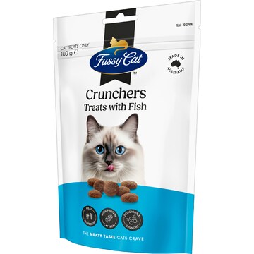 Fussy Cat Grain Free Crunchers Adult Cat Treats With Fish 100g