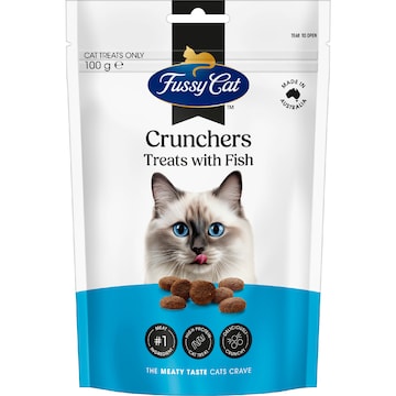 Fussy Cat Grain Free Crunchers Adult Cat Treats With Fish 100g