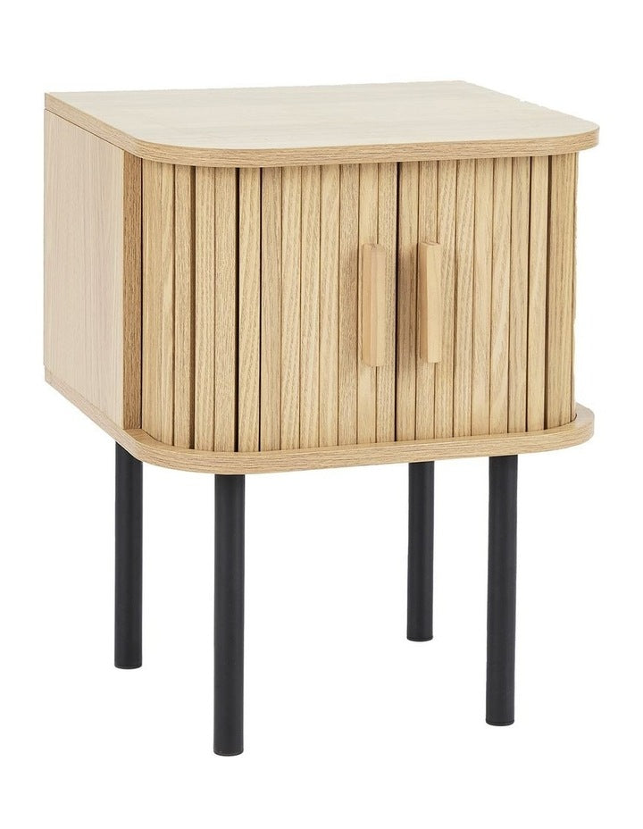 Haven Sliding Door Bedside Table 40cm in Natural