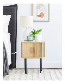 Haven Sliding Door Bedside Table 40cm in Natural
