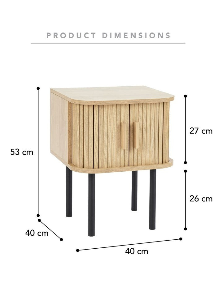 Haven Sliding Door Bedside Table 40cm in Natural