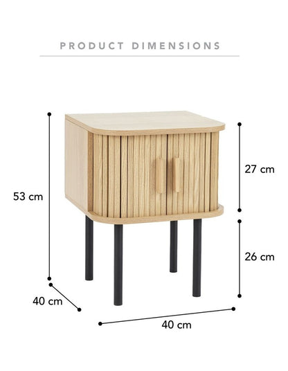 Haven Sliding Door Bedside Table 40cm in Natural