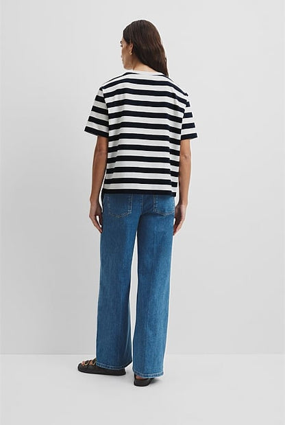 Australian Cotton Stripe CR Logo T-Shirt