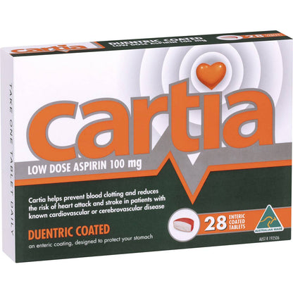 Cartia Low Dose Aspirin 100Mg Tablets 28 Pack