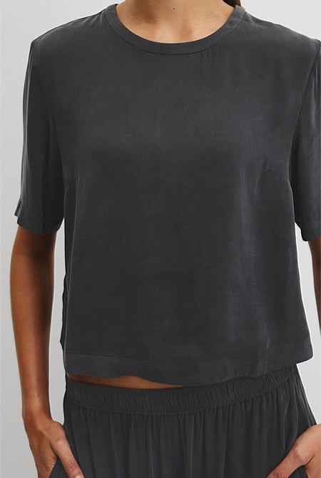 Short Sleeve Cupro Woven T-Shirt