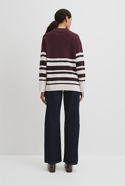 Organically Grown Cotton Linen Blend Long Sleeve Stripe Knit