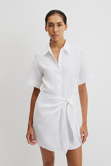 Organically Grown Linen Mini Linen Shirt Dress