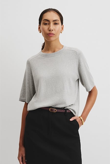Organically Grown Cotton Blend Cashmere Blend T-Shirt