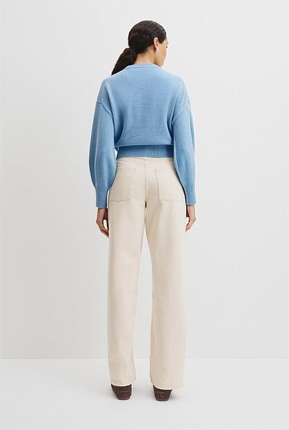 Organically Grown Cotton Blend Crop Crew Neck Knit