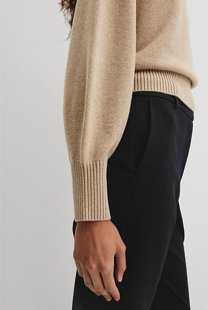 Organically Grown Cotton Blend Crop Crew Neck Knit