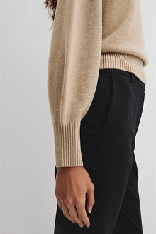 Organically Grown Cotton Blend Crop Crew Neck Knit