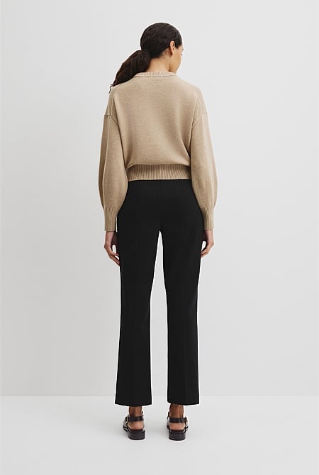 Organically Grown Cotton Blend Crop Crew Neck Knit
