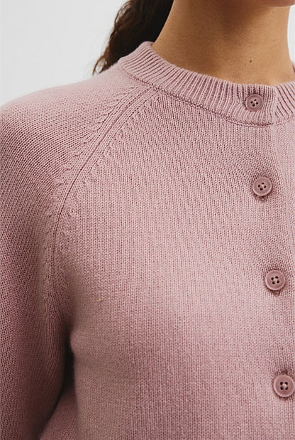 Cotton Cashmere Crew Neck Cardigan