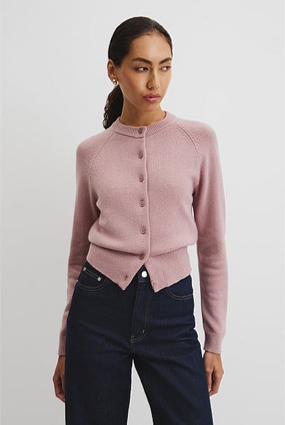 Cotton Cashmere Crew Neck Cardigan