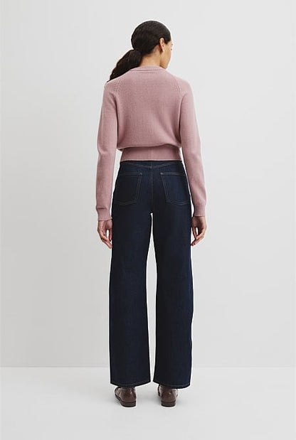 Cotton Cashmere Crew Neck Cardigan