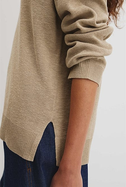 Cotton Linen Long Sleeve Knit