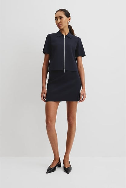 Short Sleeve Compact Zip Knit