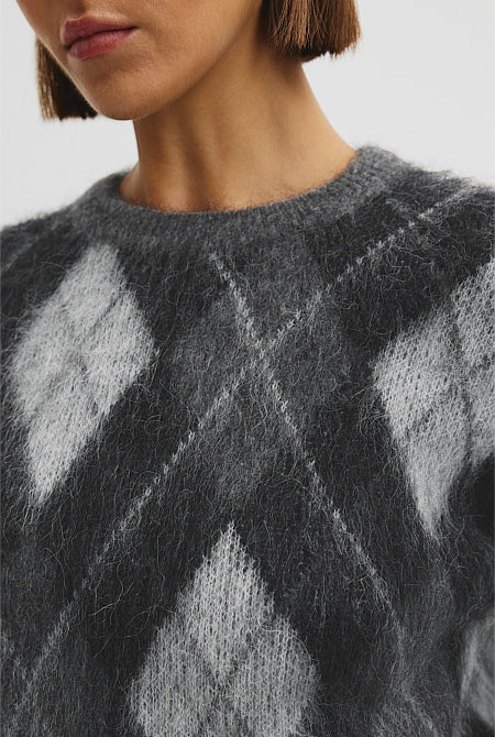 Argyle Crew Neck Knit