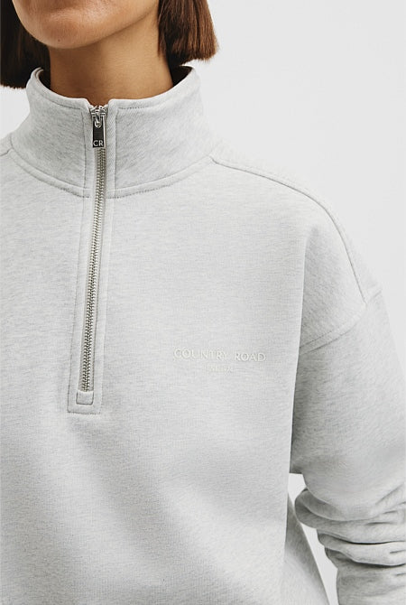 Australian Good Earth Cotton Zip Neck Sweat