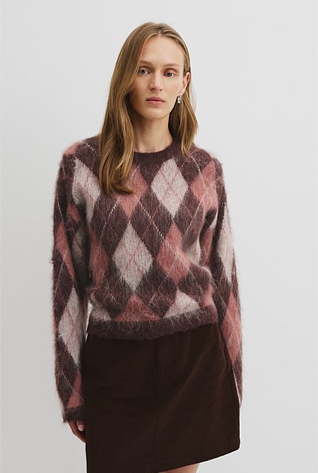 Argyle Crew Neck Knit