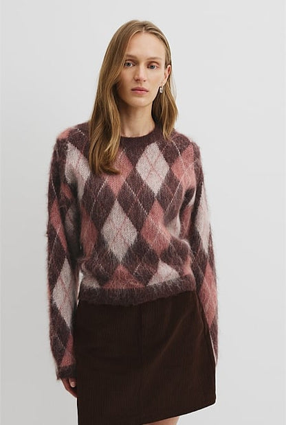 Argyle Crew Neck Knit