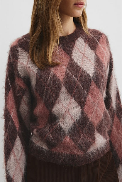 Argyle Crew Neck Knit