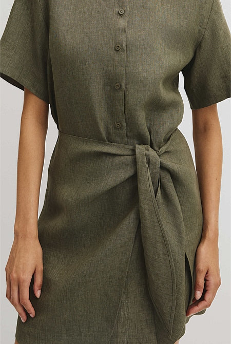 Organically Grown Linen Mini Linen Shirt Dress