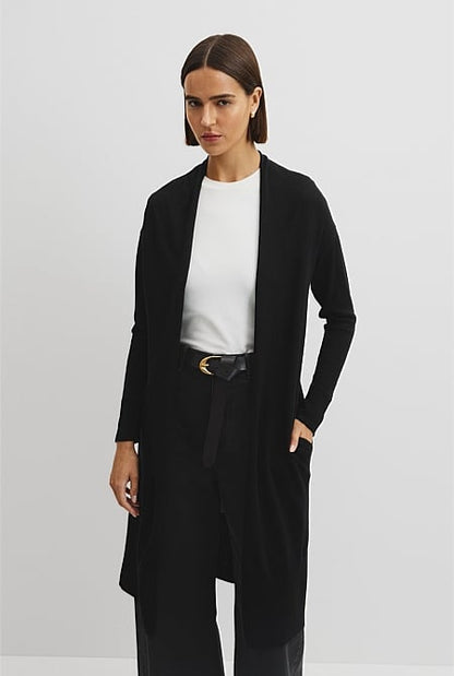Lightweight Merino Wool Longline Cardigan