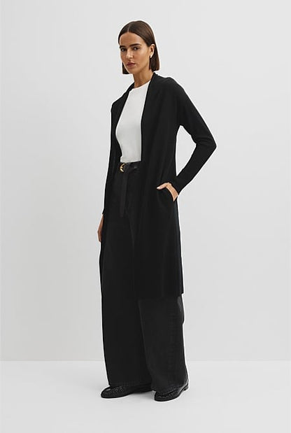 Lightweight Merino Wool Longline Cardigan