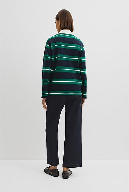 Australian Cotton Stripe Rugby Polo Sweat