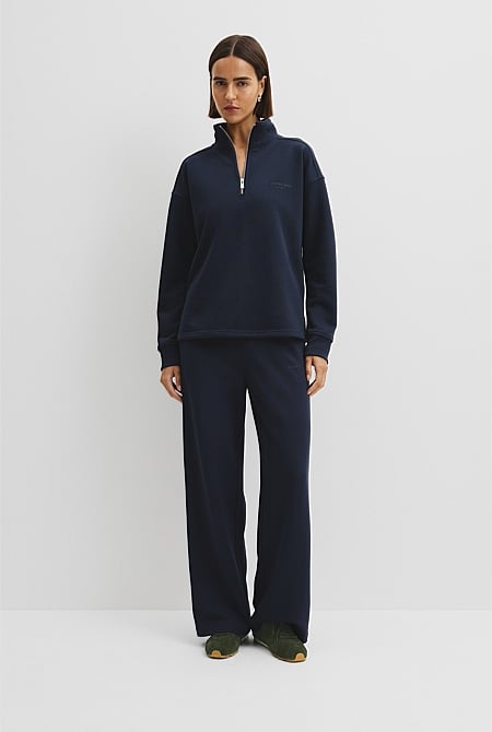 Australian Good Earth Cotton Zip Neck Sweat