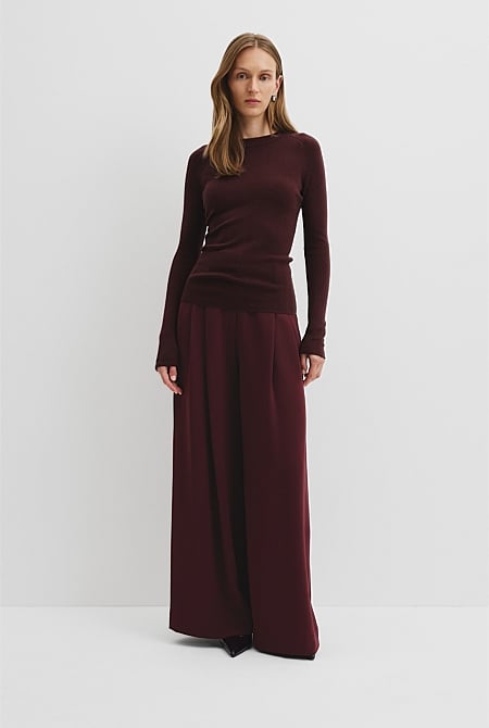 Australian Merino Wool Silk Long Sleeve Knit