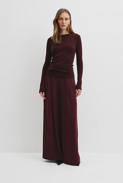 Australian Merino Wool Silk Long Sleeve Knit