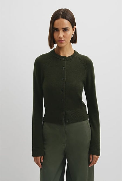 Cotton Cashmere Crew Neck Cardigan
