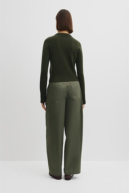 Cotton Cashmere Crew Neck Cardigan