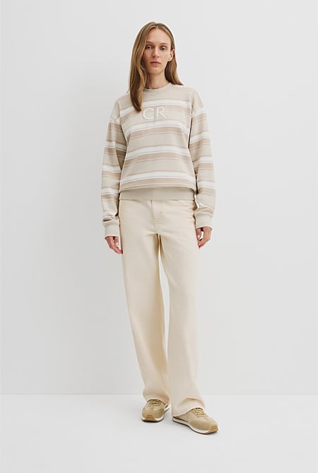 Australian Cotton Stripe Country Road Logo Sweat