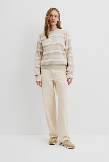 Australian Cotton Stripe Country Road Logo Sweat