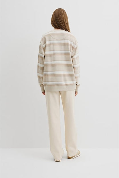 Australian Cotton Stripe Country Road Logo Sweat