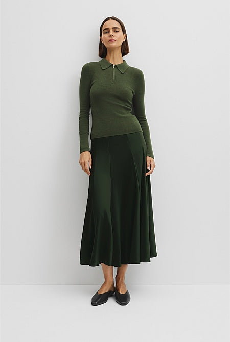 Wool Silk Collared Knit