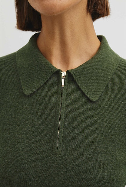 Wool Silk Collared Knit