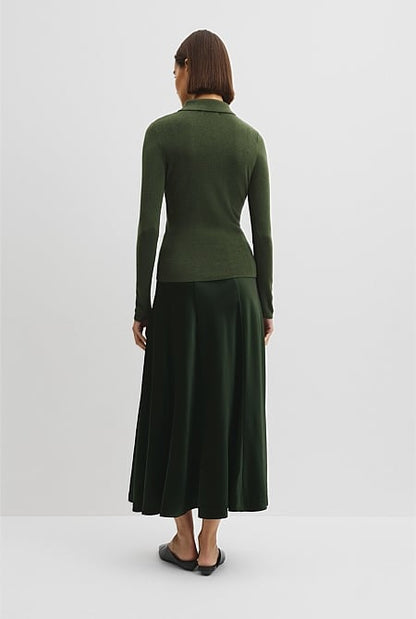 Wool Silk Collared Knit